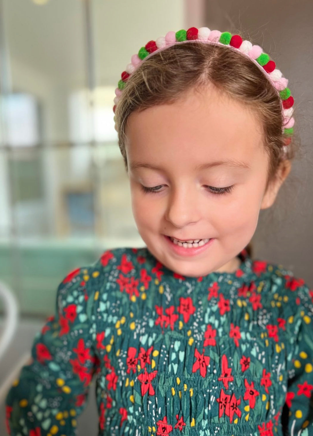 Pink Party Christmas Pom Pom Headband