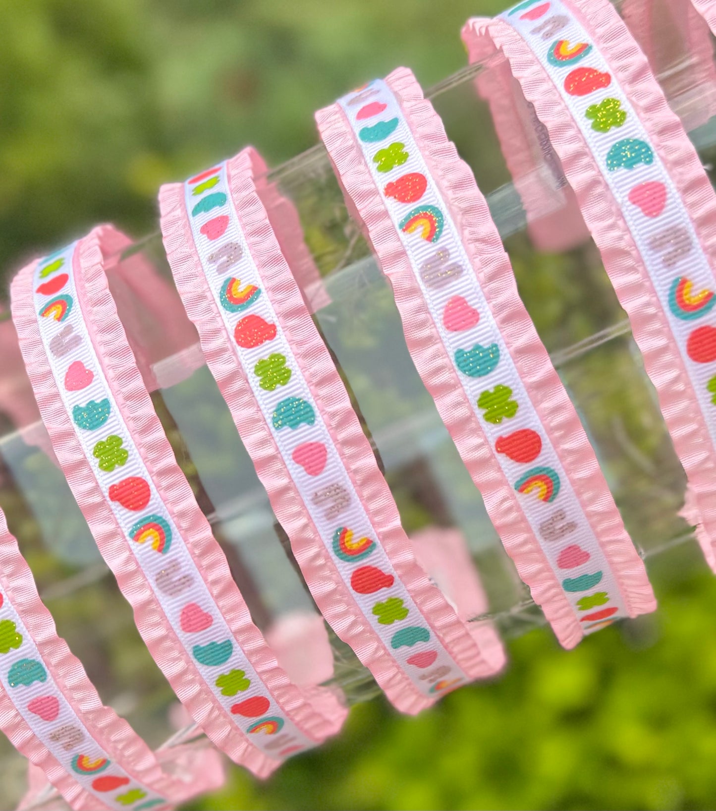Lucky Charms Double Ruffle Ribbon Headband