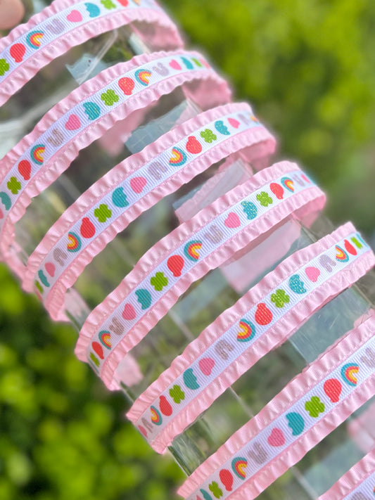 Lucky Charms Double Ruffle Ribbon Headband