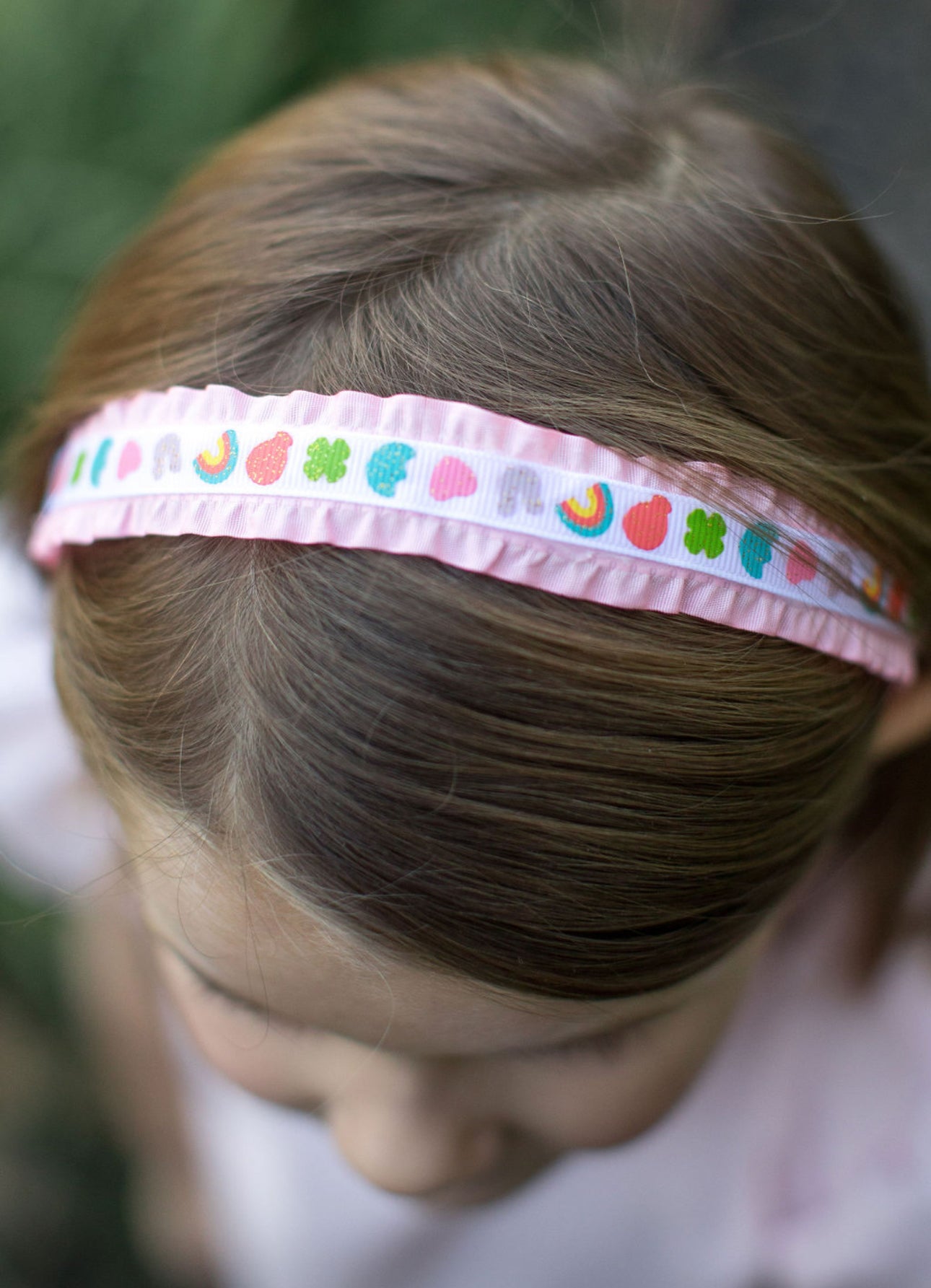 Lucky Charms Double Ruffle Ribbon Headband