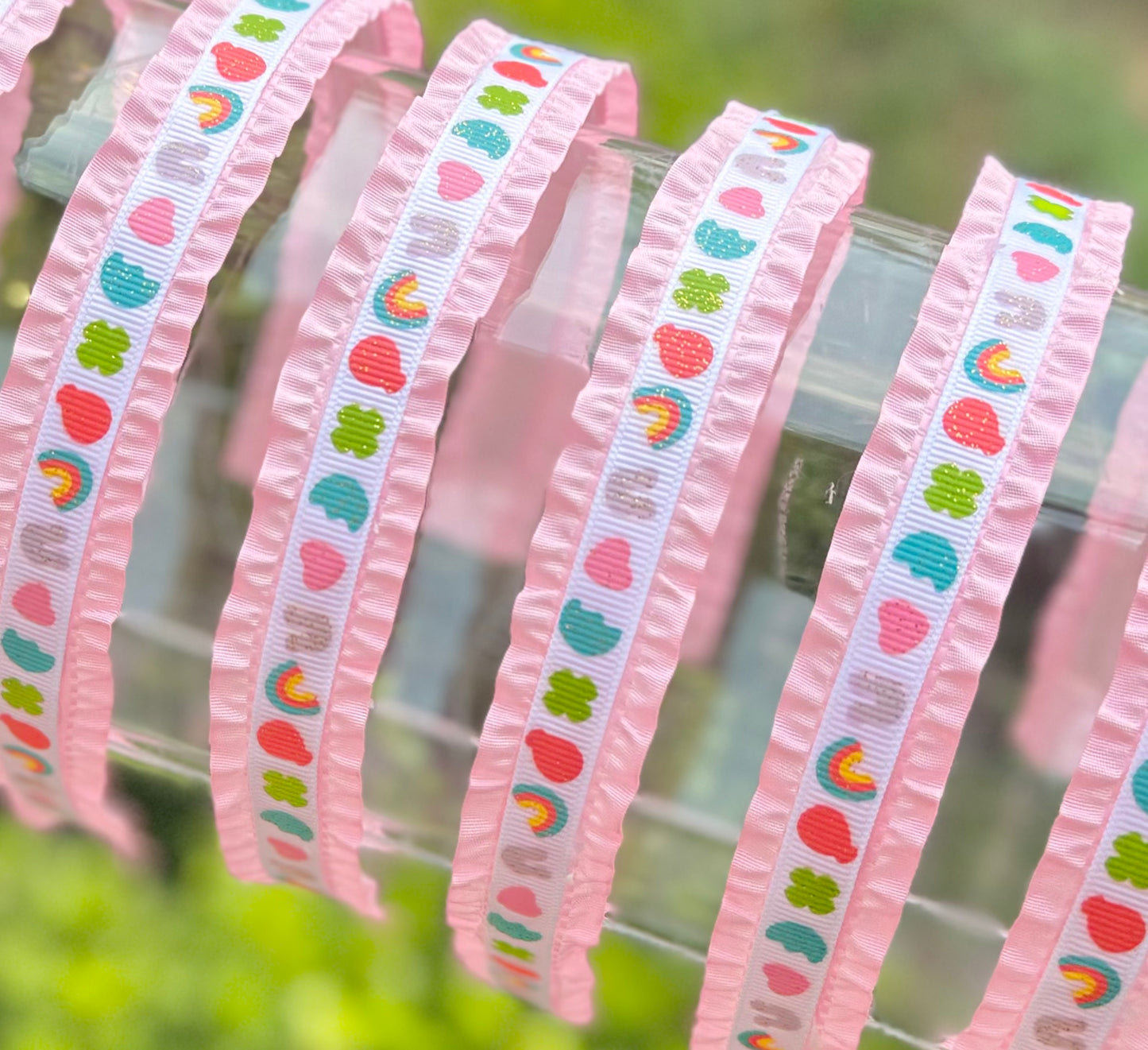 Lucky Charms Double Ruffle Ribbon Headband