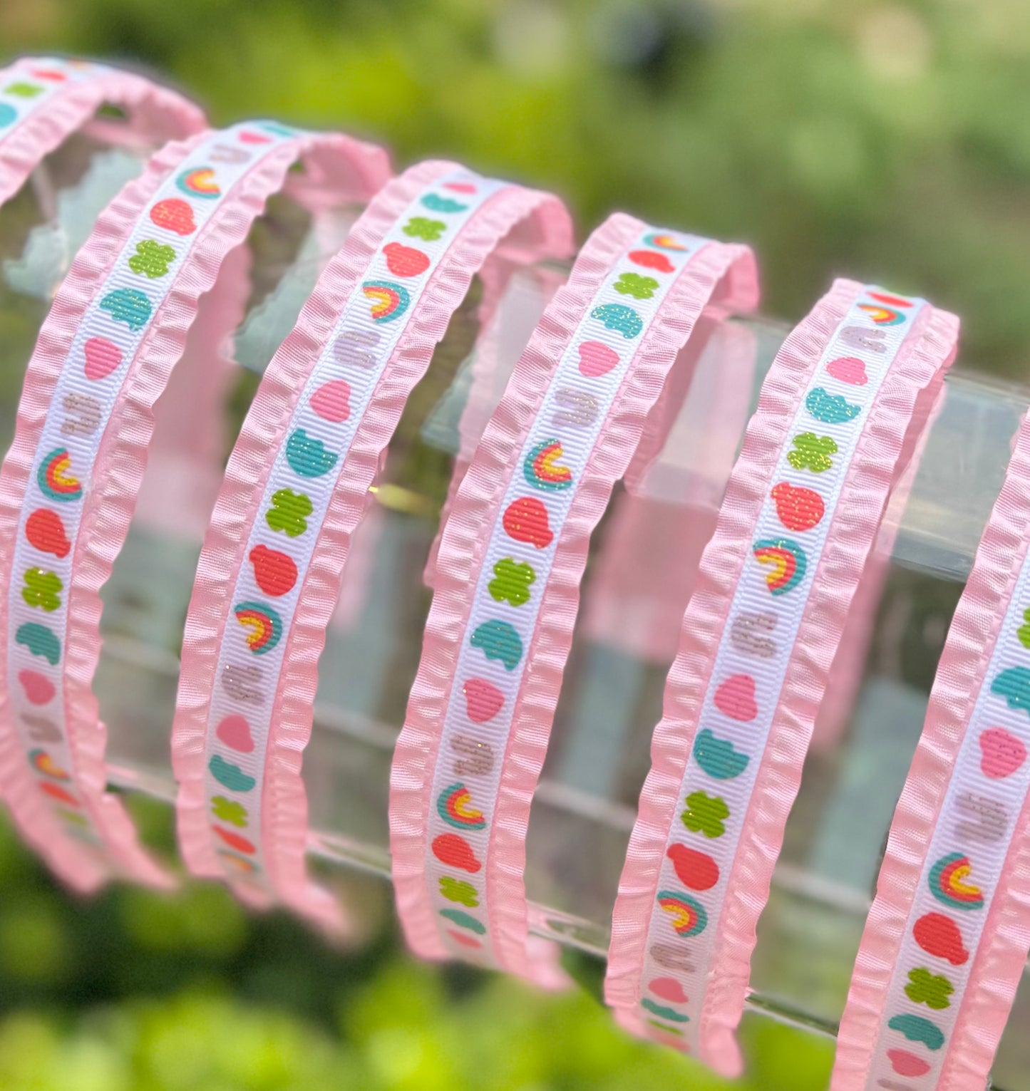 Lucky Charms Double Ruffle Ribbon Headband