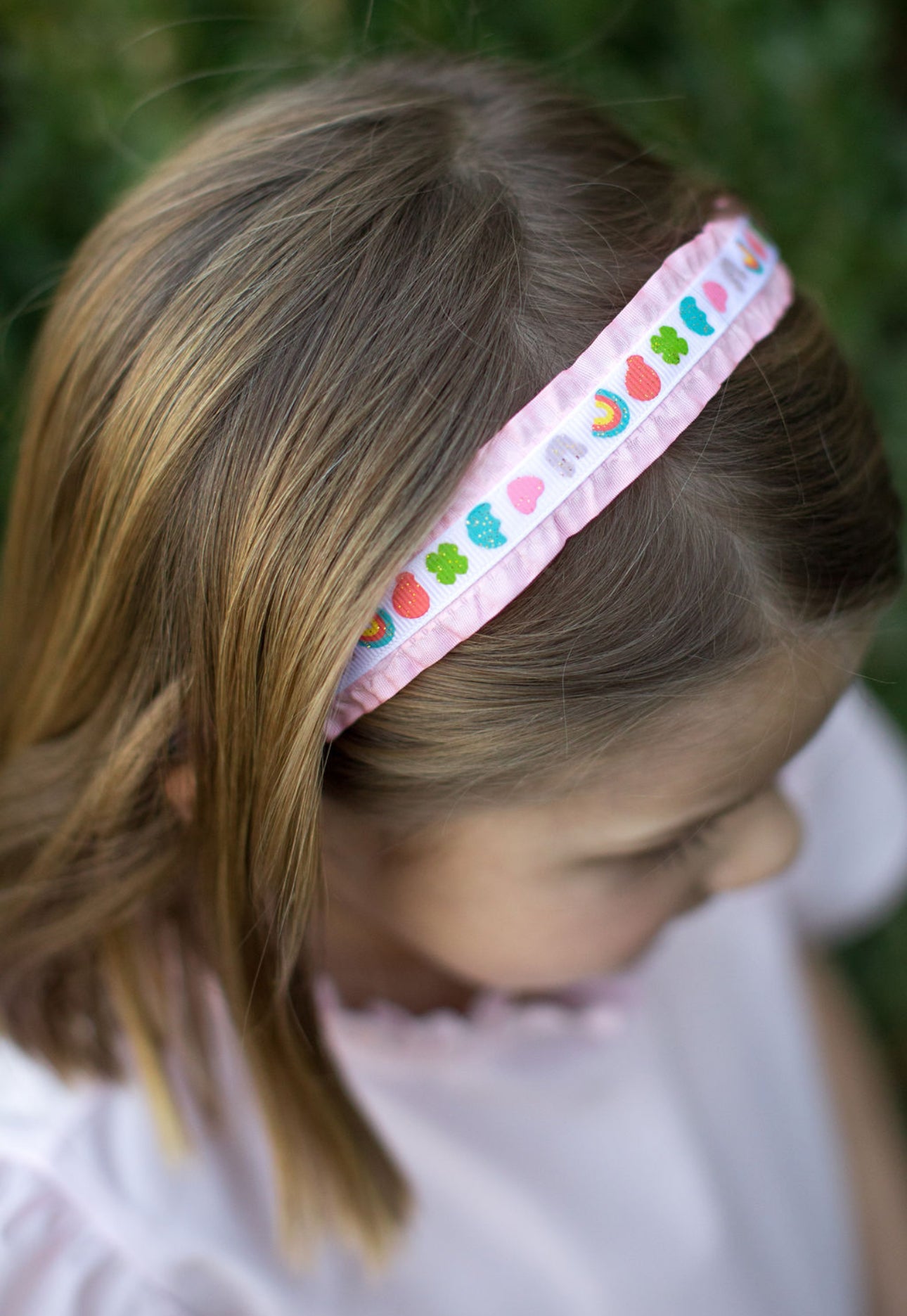 Lucky Charms Double Ruffle Ribbon Headband