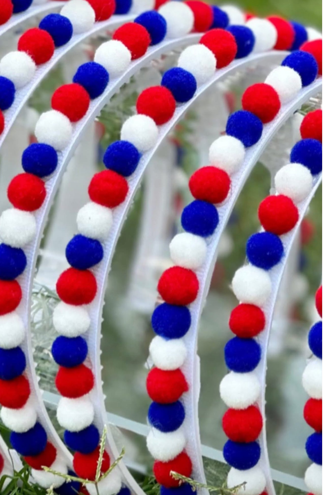 Red, White, & Blue Pom Pom Headband