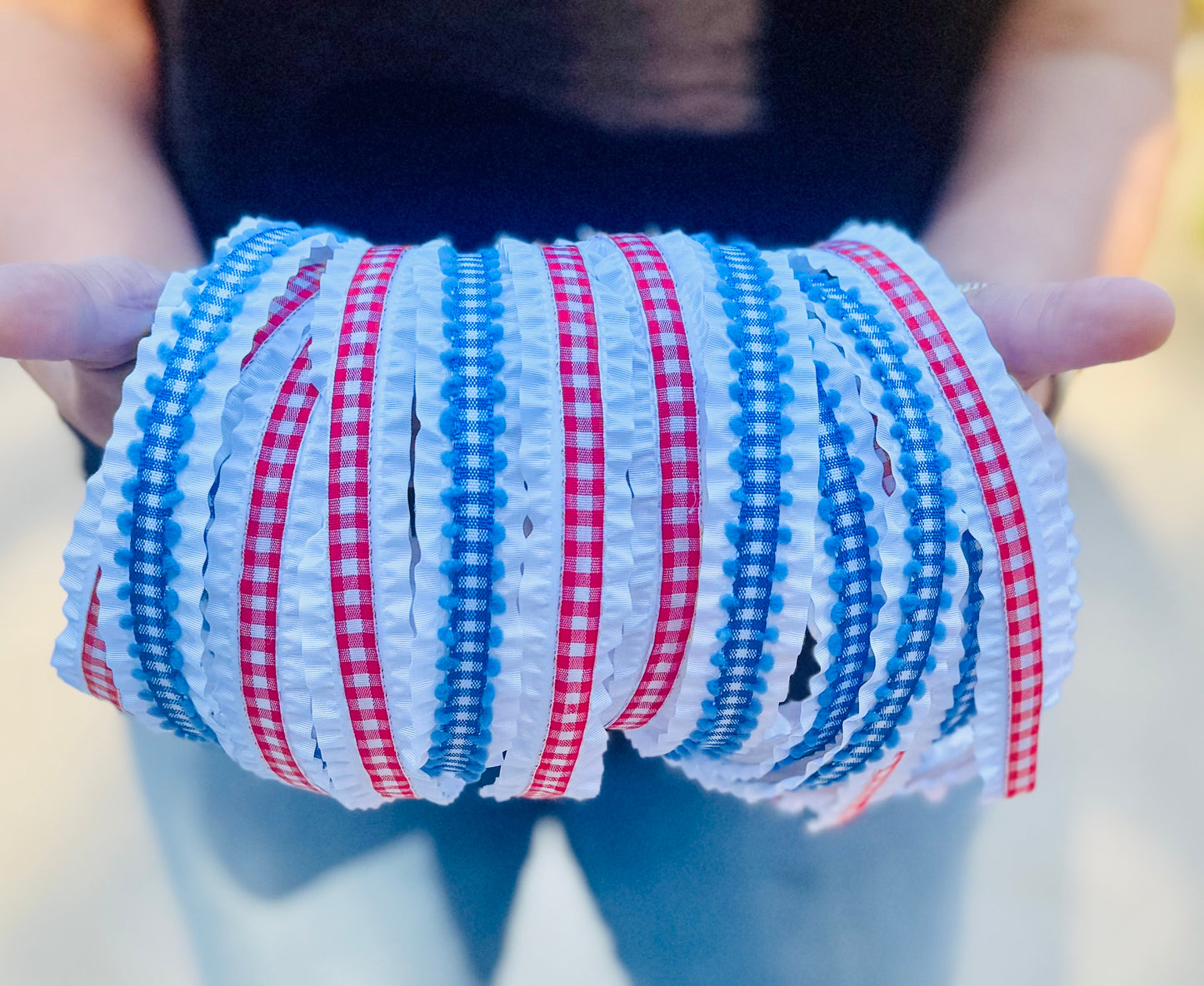 Royal Blue Picot Double Ruffle Ribbon Headband