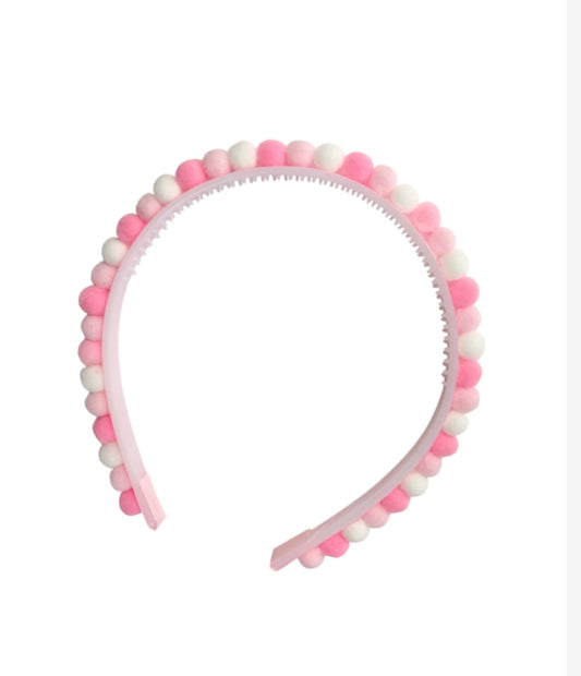Pink Pom Pom Headband