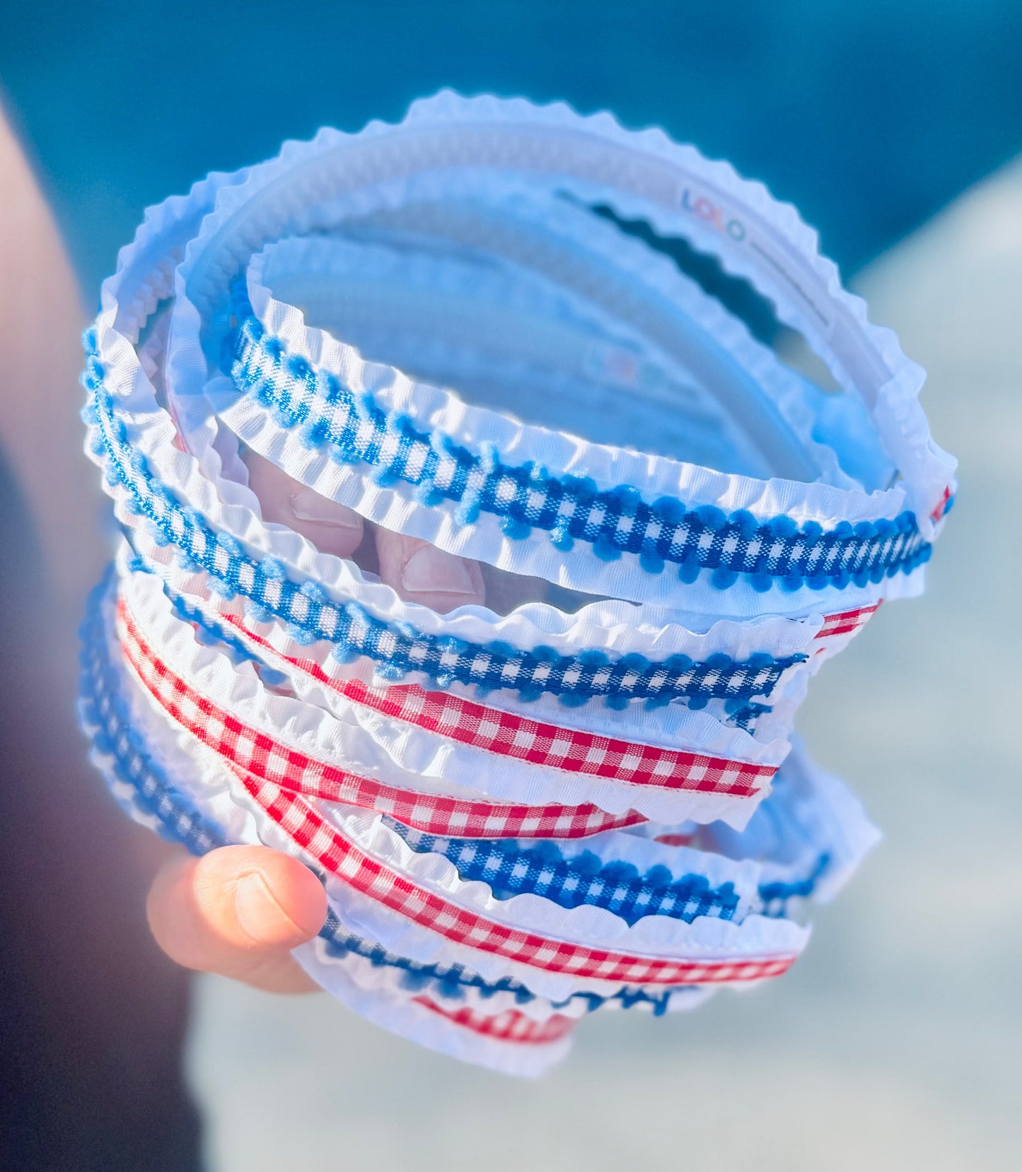 Royal Blue Picot Double Ruffle Ribbon Headband