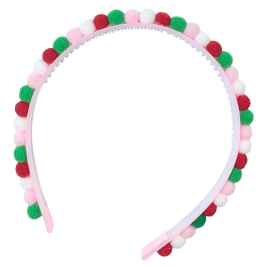 Christmas Pink Party Pom Pom Headband - Lolo Headbands